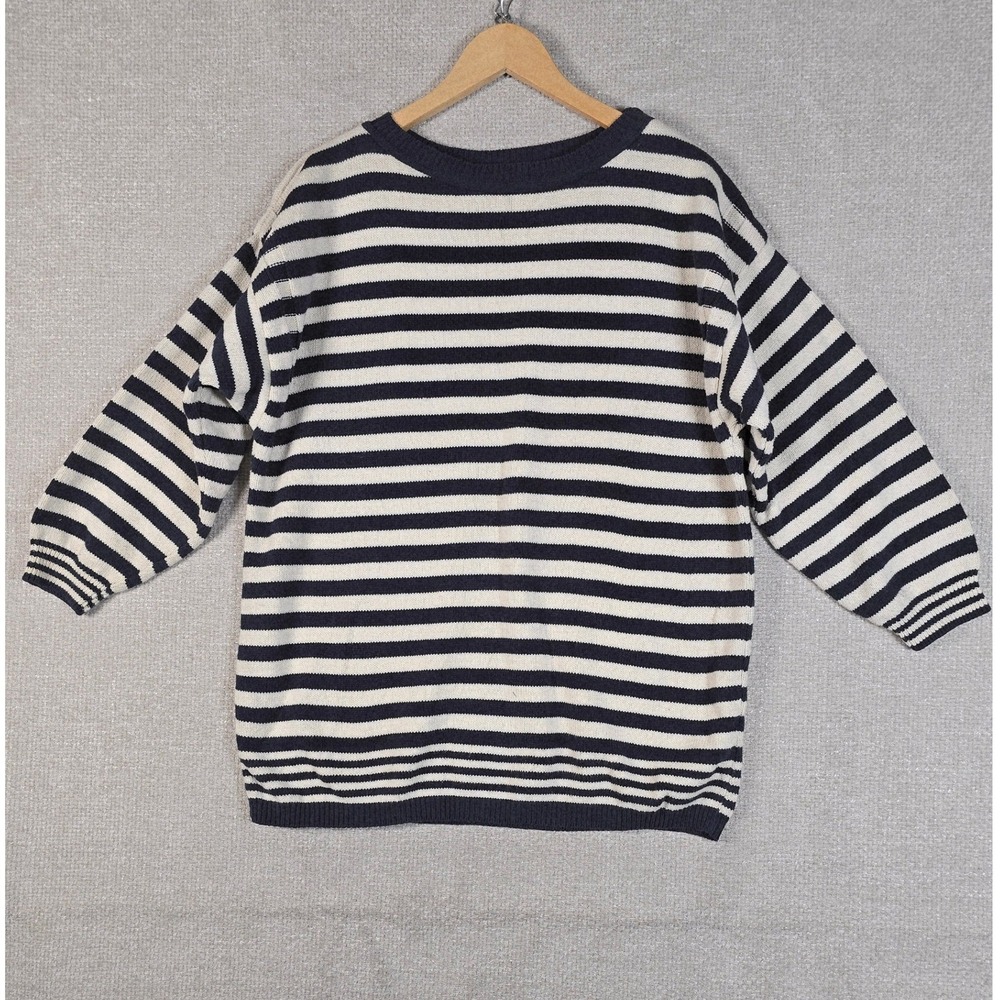 Vintage Dockers Levi's Sweater Womens‎ L Petite Striped Cotton Made in USA 90s